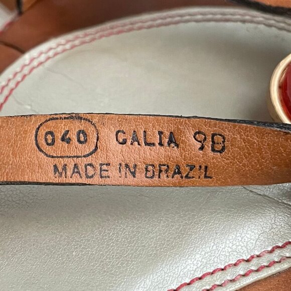 Unisa Galia Gladiator Leather Sandals Glass Medallion Detail Tan Orange Sz 9 - Picture 9 of 11